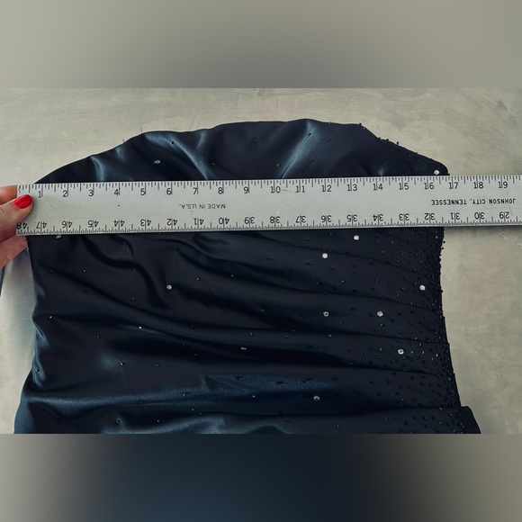 Nordstrom Formal Strapless Dress Black White Satin Gown With Tool SZ 13/14 NEW - Picture 14 of 16